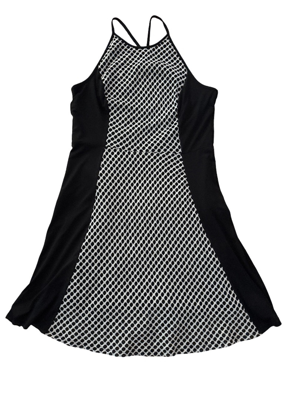 Black & White Halter Fit-and-Flare Casual Dress
